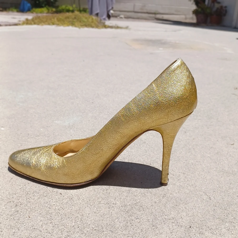 Michael Kors gold Stiletto Pump 8 heels shoe wedding  glam Party Y2k